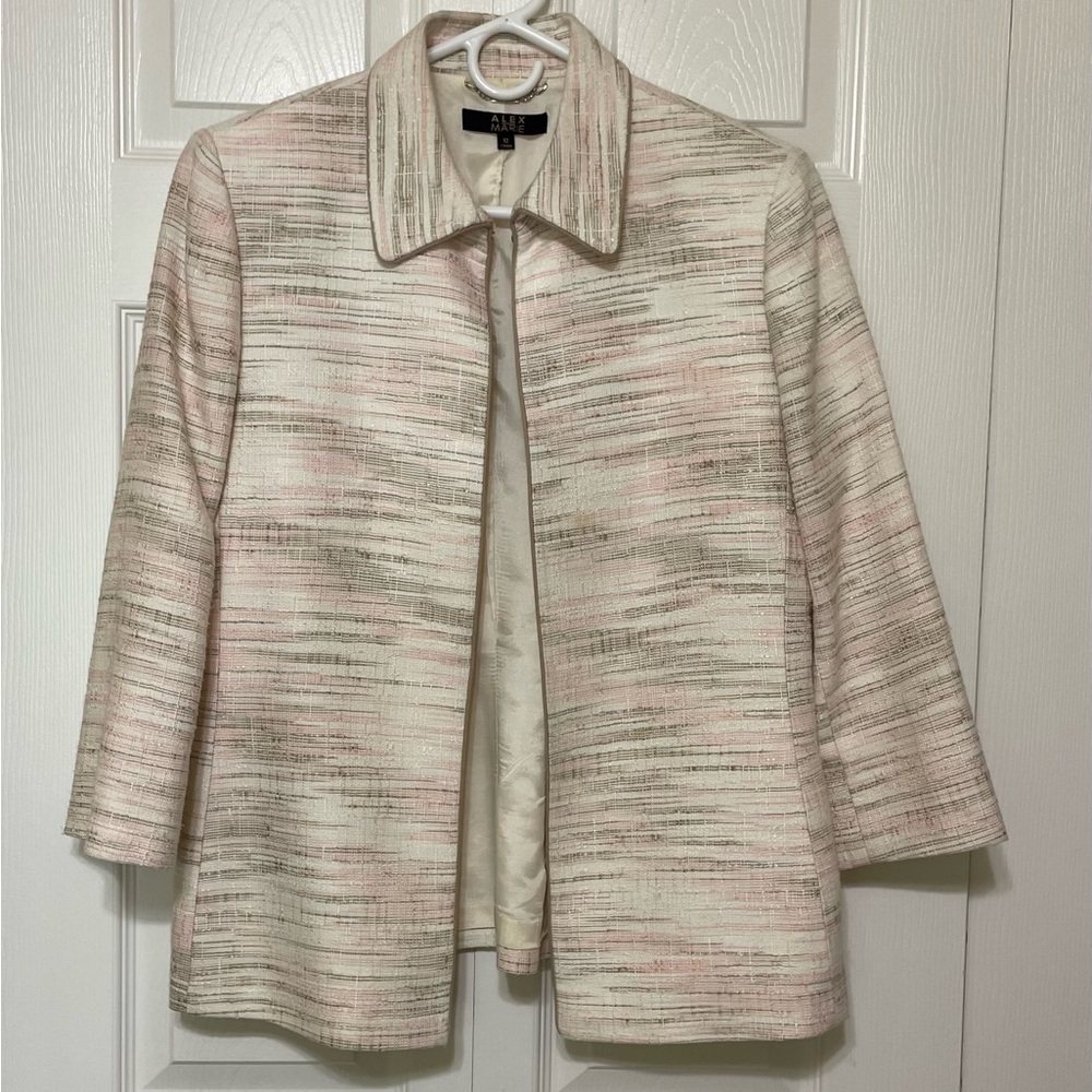 Alex Marie Textured Blazer in Cream and Pink